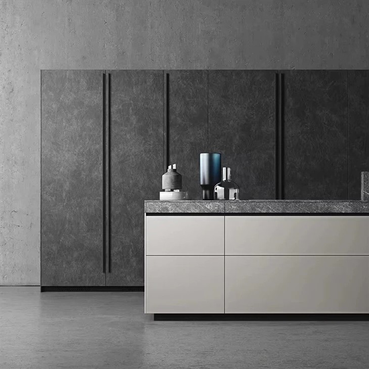 Gray Lacquer Kitchen Cabinets